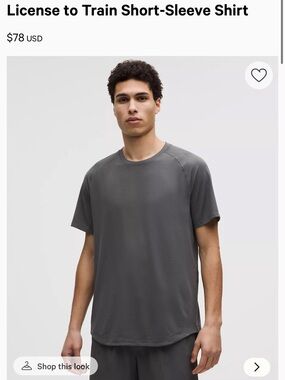 lululemon Onyx Grey  license to train Short Sleeve Crew